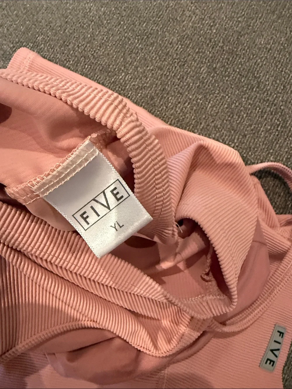 Five the Label— one shoulder ribbed crop top & matching bikes shorts